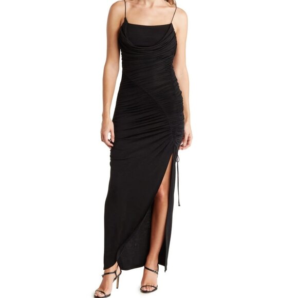 ALICE + OLIVIA Ruched Cutout Maxi Dress Black NWT Size 4 - Picture 4 of 11